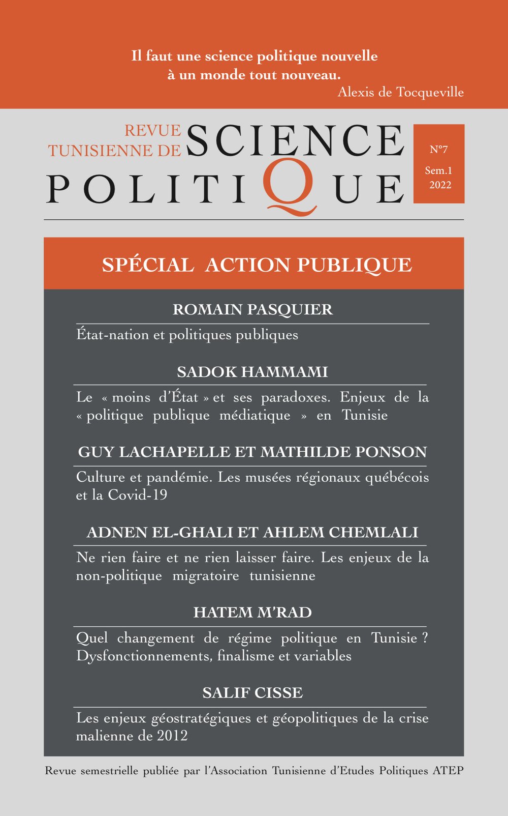 Revue Tunisienne de Science Politique N°7