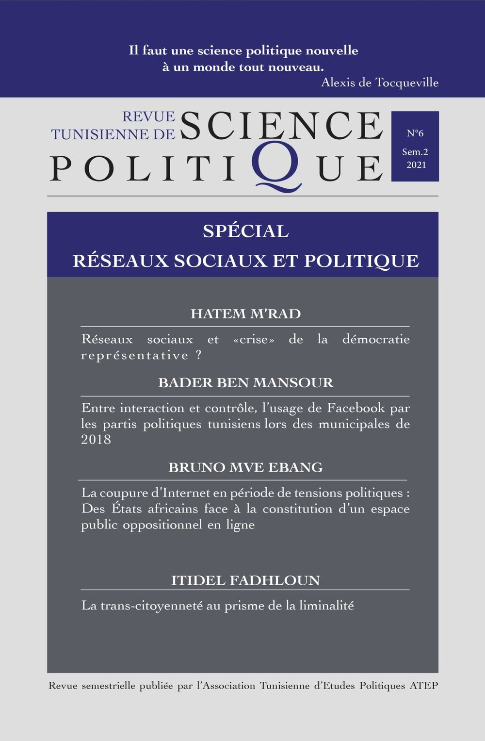 Revue Tunisienne de Science Politique N°6